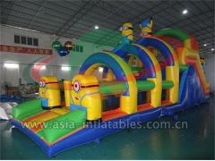 Popular Cartoon Bouncer Hot Sell Minion Inflatable Obstacle Challenge For Children