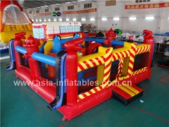 Inflatable Fire Truck Bouncer Playground & Fun Derby Horse Race