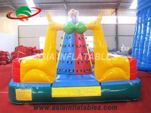 Lovely Animal Theme Outdoor Rock Inflatable Climbing Wall For Kids & Interactive Sports Games
